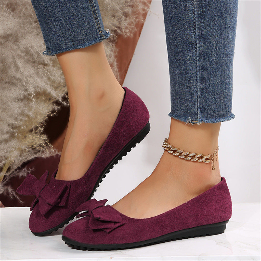 Women's Ballet Flats with Elegant Bow Detail