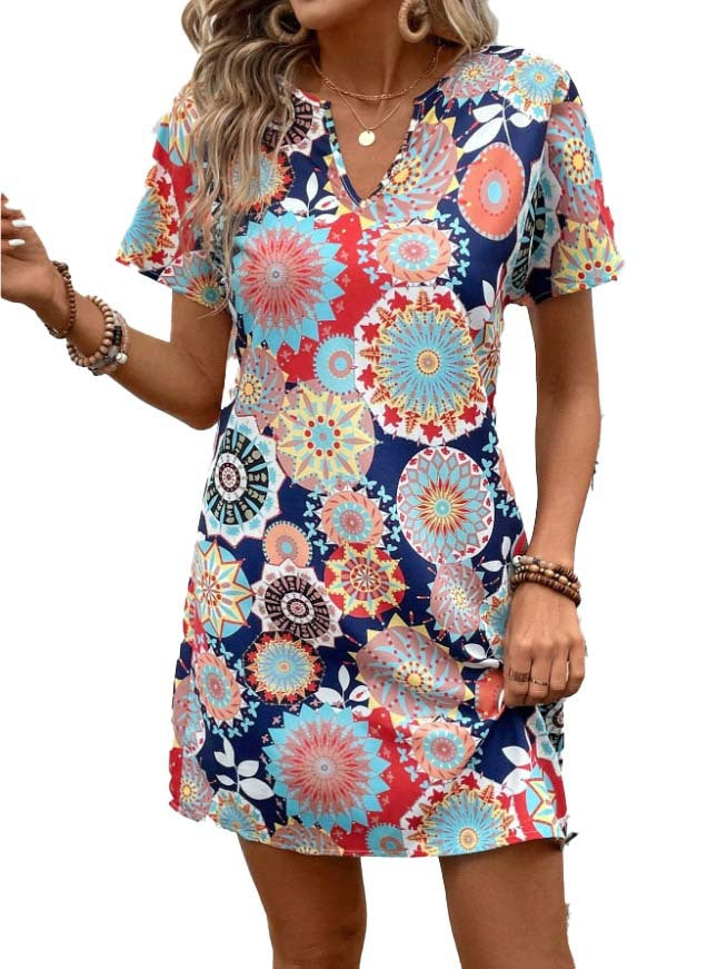 Women's Casual Floral V-Neck Dress