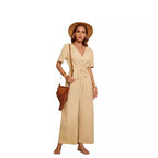 Casual Wide-Leg Jumpsuit with Waist Belt