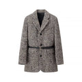 Elegant Wool Blazer Jacket with Waist Belt