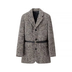 Elegant Wool Blazer Jacket with Waist Belt