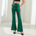 Women's Shiny Flared Pants with Scale Pattern