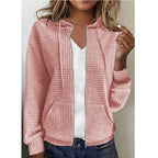 Women's Waffle Knit Jacket with Pockets