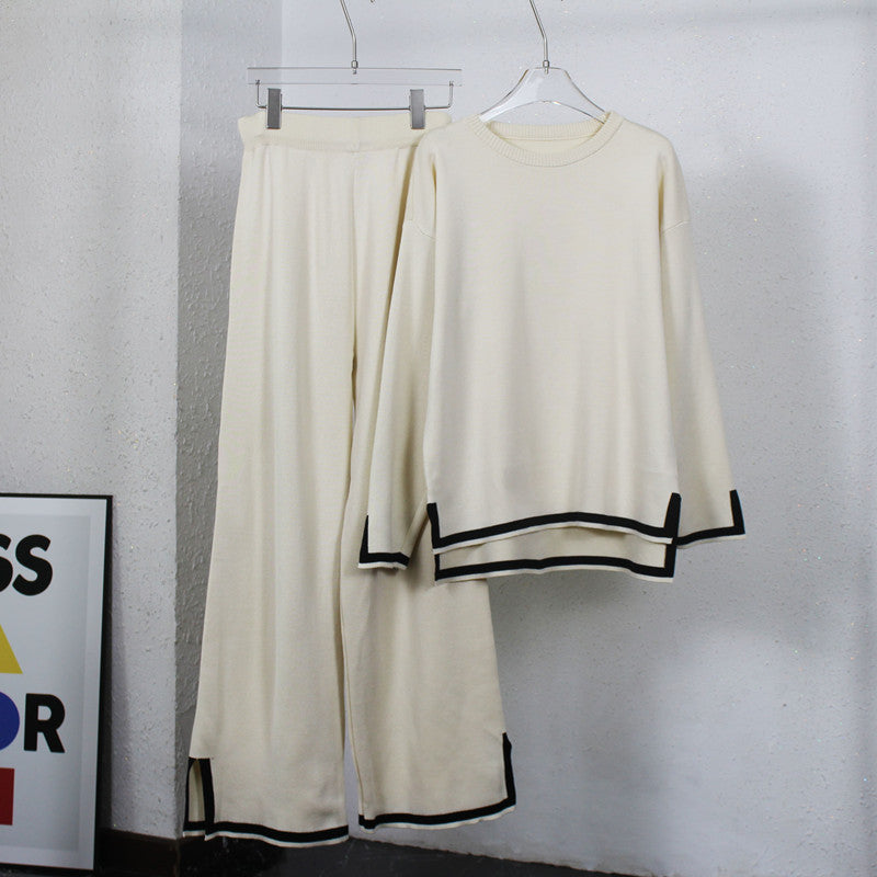 Women's Relaxed Loungewear Set with Contrast Hem Details