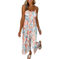 Women's Airy Jumpsuit with Floral Patterns and Thin Straps