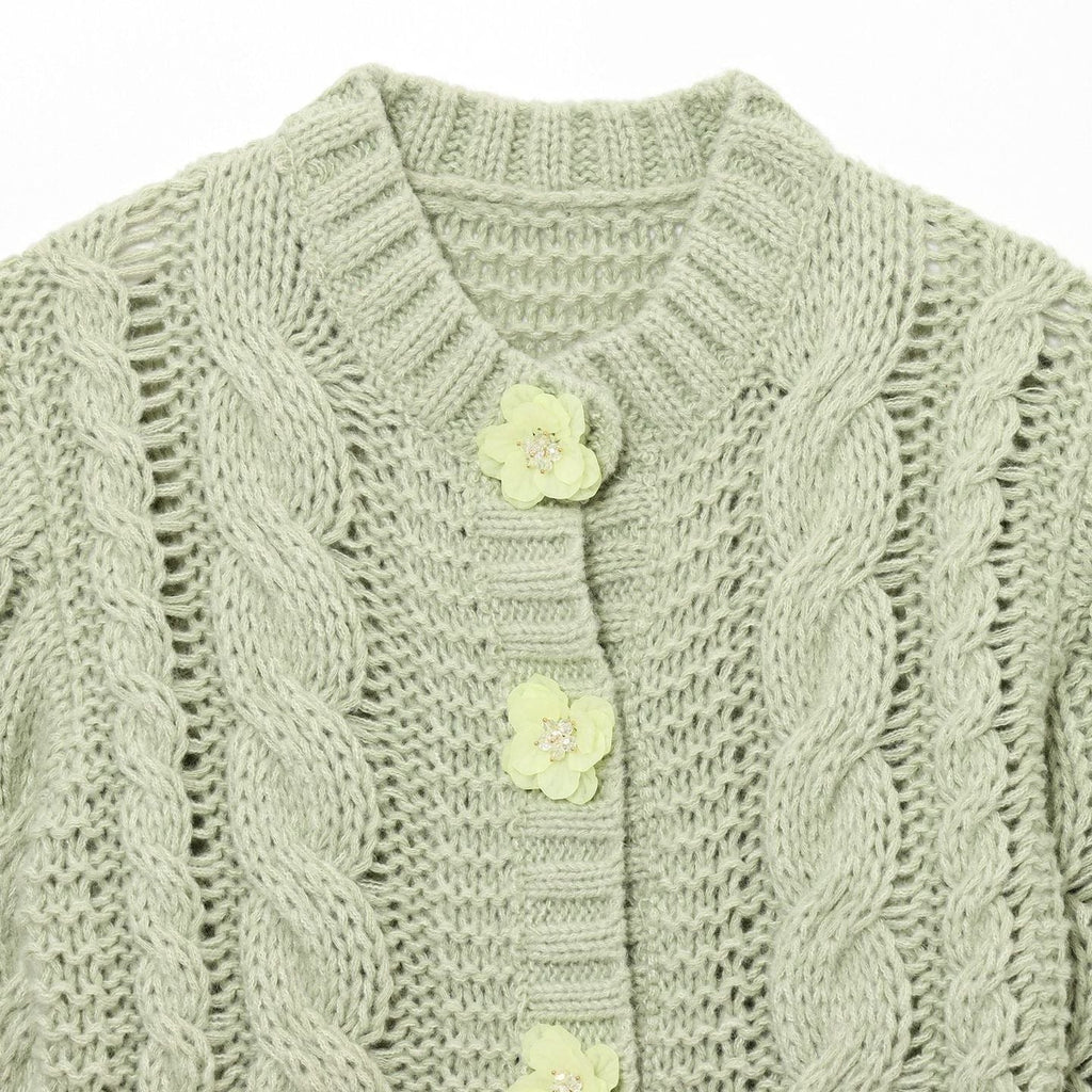 Women's Cropped Cardigan with Floral Detail