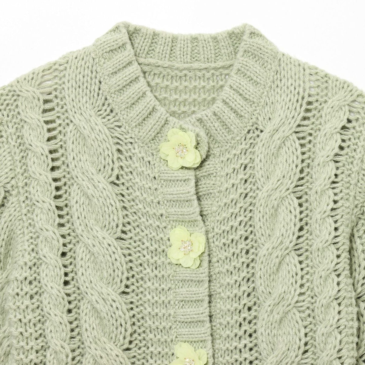 Women's Cropped Cardigan with Floral Detail