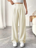 Elegant Wide-Leg Pleated Trousers