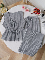 Women's Relaxed Two-Piece Set with Adjustable Ties