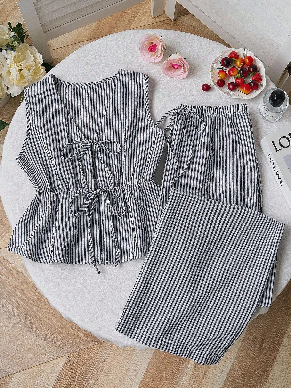 Women's Relaxed Two-Piece Set with Adjustable Ties