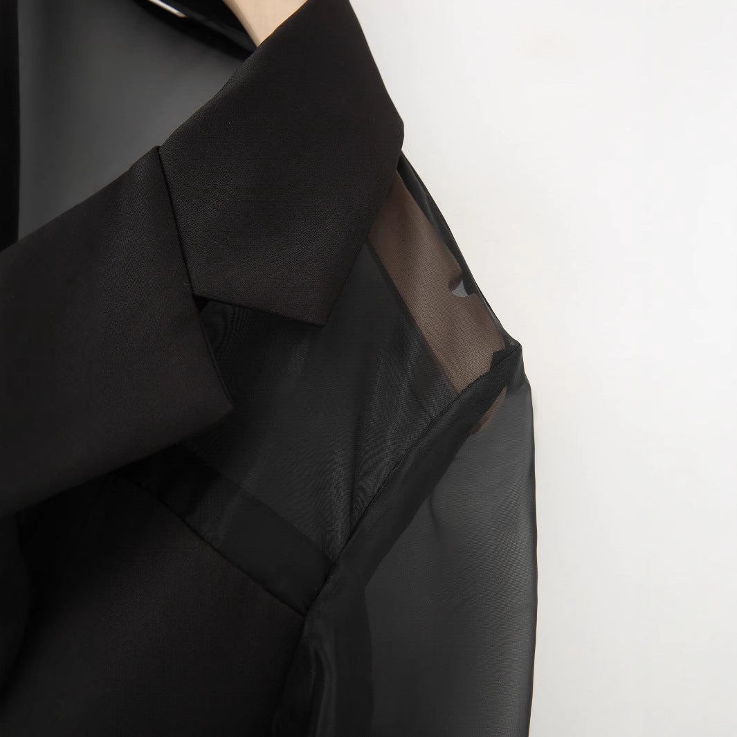 Women's Elegant Blazer with Sheer Sleeves