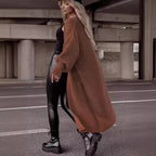 Women's Chunky Knit Coat in Casual Oversized Style with Deep Pockets