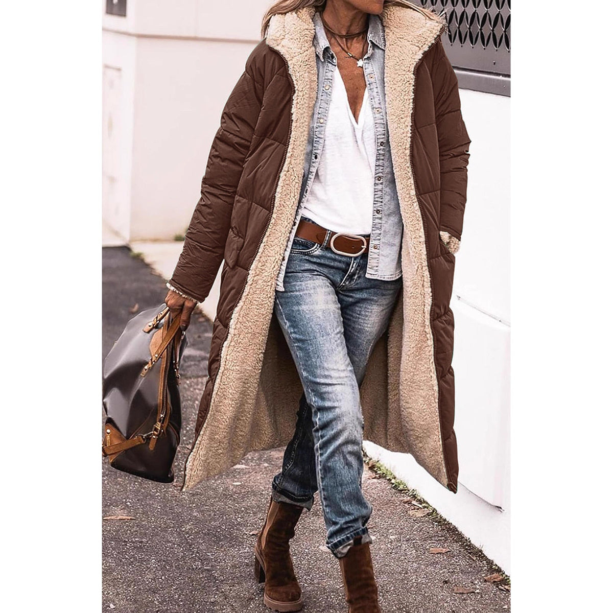 Women's Lined Parka with Hood and Casual Cut