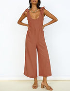 Women's Casual Jumpsuit with Adjustable Straps and Wide Leg