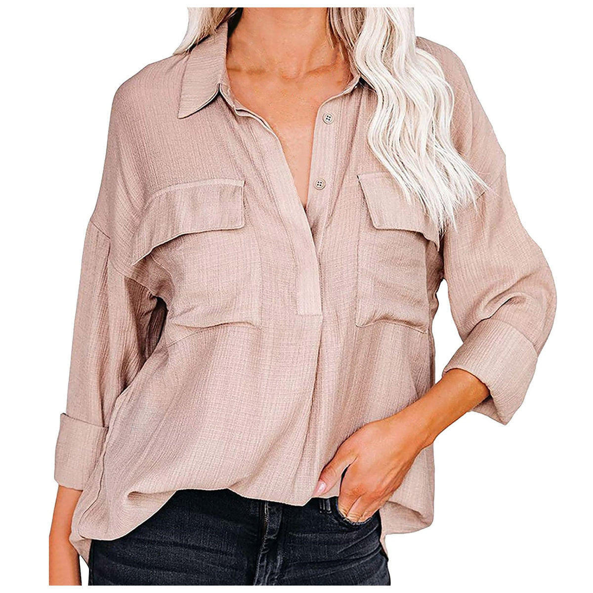 Casual Button-Down Shirt with Chest Pockets