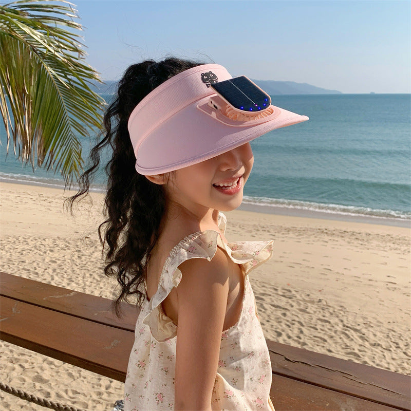 Kids' Sun Hat with Solar Fan and LED Lights