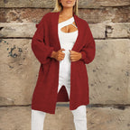Women's Chunky Knit Cardigan with Wide Cut and Practical Pockets