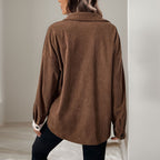 Women's Corduroy Shirt with Modern Color Combination and Casual Cut