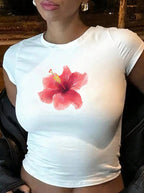 Women's Lips Print Crop T-Shirt