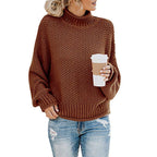 Women's Cozy High-Neck Sweater with Textured Knit