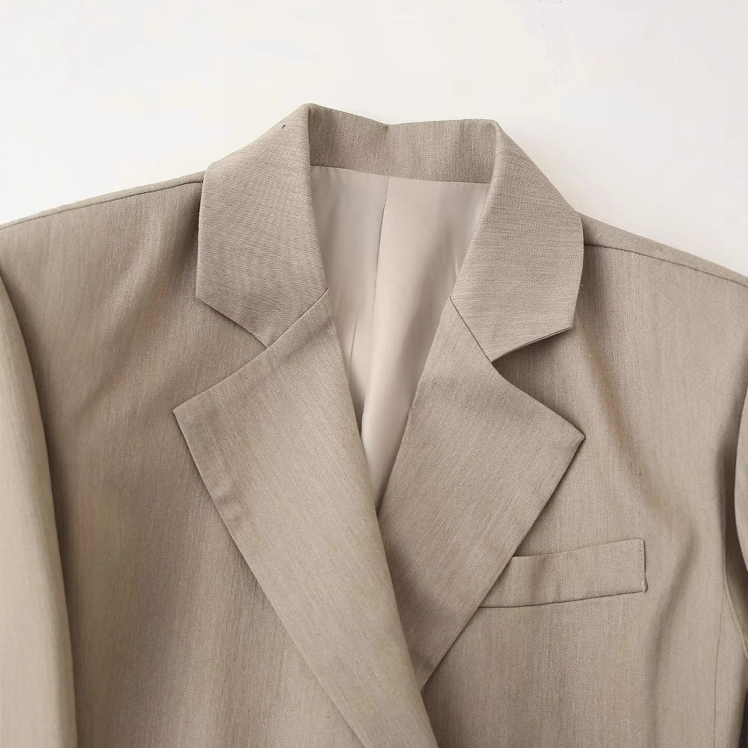 Women's Elegant Textured Double-Breasted Blazer