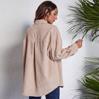 Women's Corduroy Shirt Blouse with Button Closure