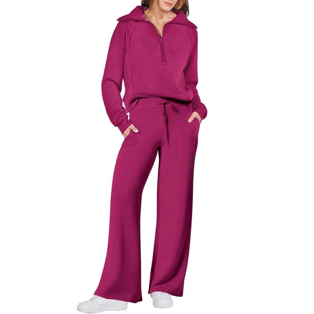 Elegant Women's Leisure Set with High Neck