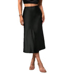 Women's A-Line Skirt in Shiny Satin with High Waist