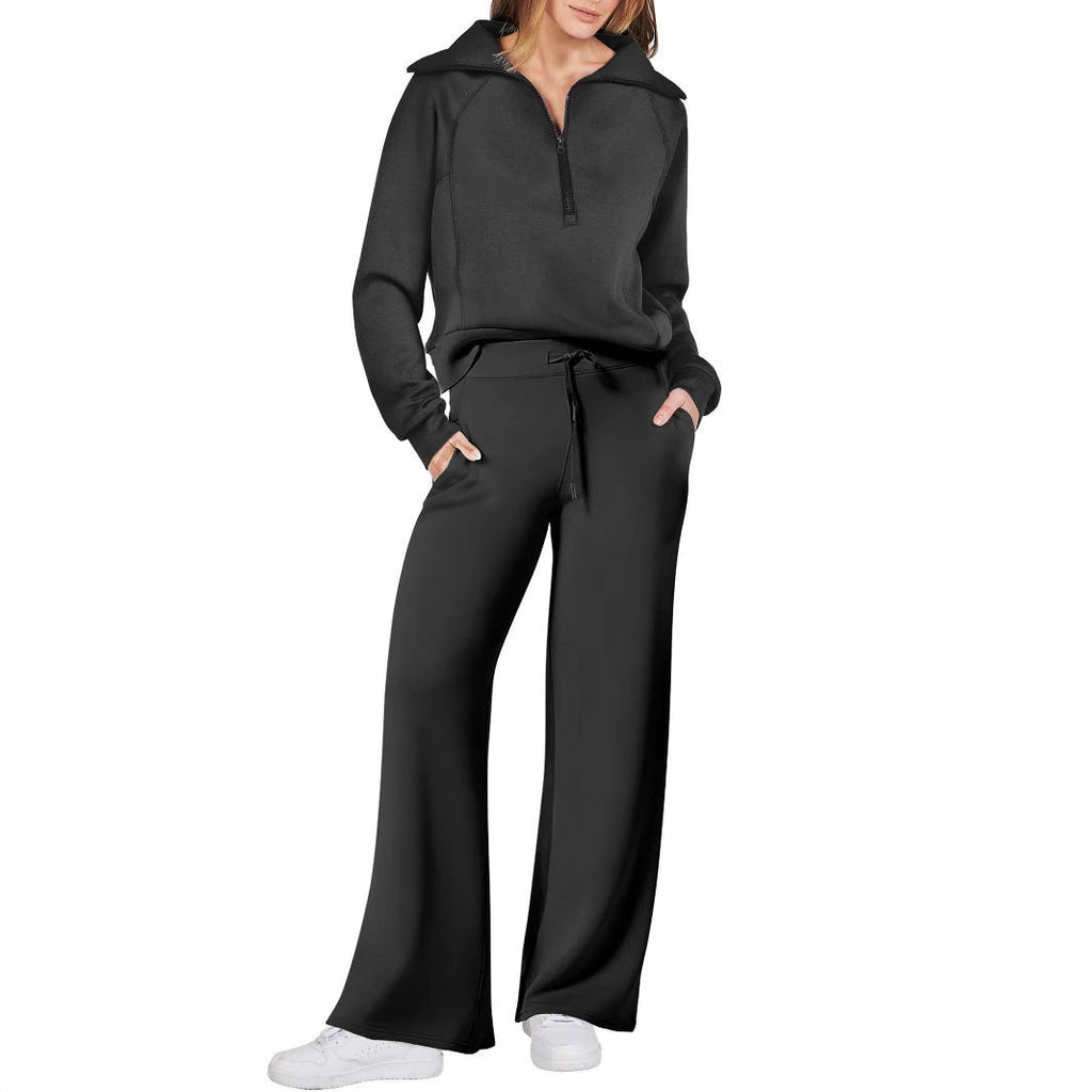 Elegant Women's Leisure Set with High Neck