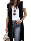 Women's Longitudinal Knit Coat with Side Slits