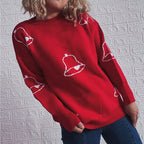 Women's Festive Sweater with Cheerful Bell Motif and Casual Cut