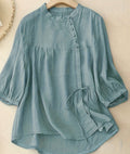 Women's Button-Down Blouse with Waist Tie