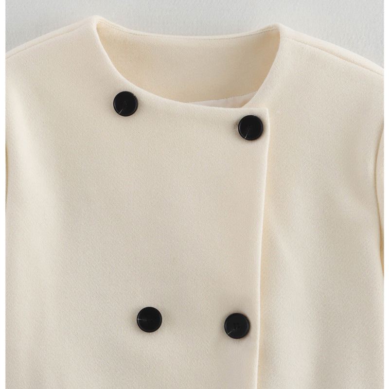 Elegant Winter Jacket with Double Button and Pocket Design