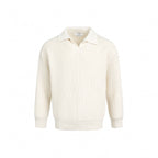 Elegant Knit Sweater with Modern Collar