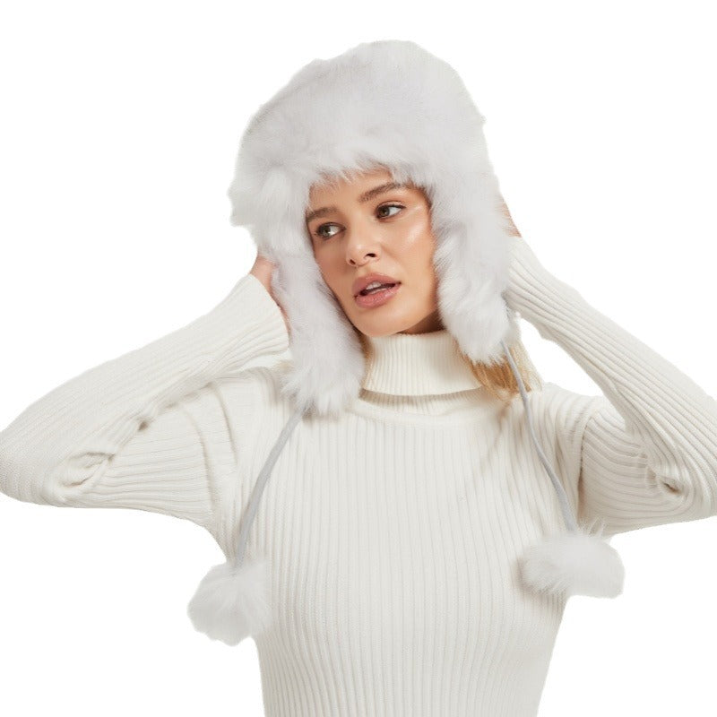 Fluffy Winter Hat with Animal Ears and Voluminous Design