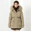 Women's Fashionable Winter Jacket with Detachable Hood and Faux Fur