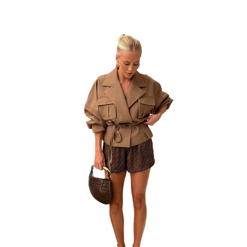Women's Designer Blazer with Tie Belt