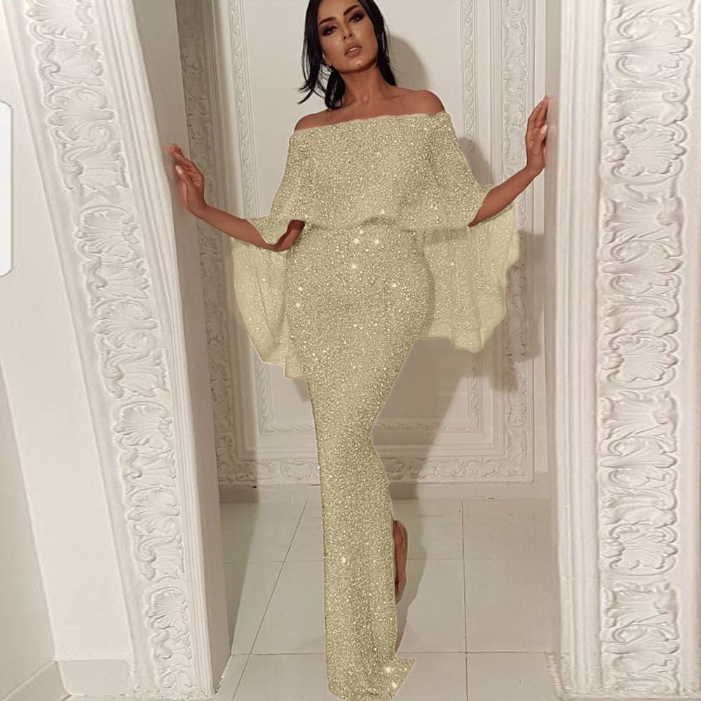 Elegant Women's Evening Ensemble with Off-Shoulder Design