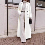 Elegant Women's Double-Breasted Coat with Deep Pockets