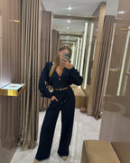Women's Bicolor Hooded Suit with Wide Cut and Elastic Waistband