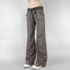 Women's Flared Pants with Waist Belt