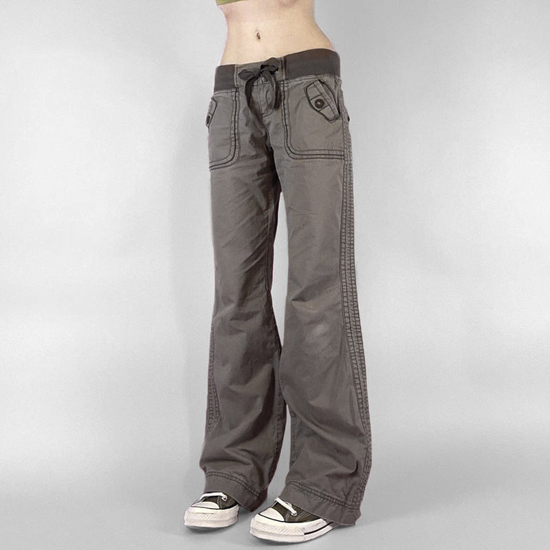Women's Flared Pants with Waist Belt