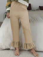 Women's Casual Trousers with Ruffle Hems