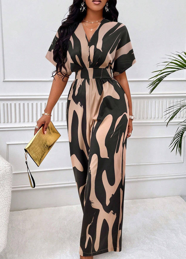 Women's Jumpsuit with Wide Sleeves and Elegant Belt