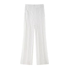 Women's Elegant Palazzo Pants with Floral Lace Pattern