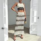 Elegant Cropped Top and Maxi Skirt Set