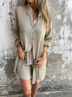 Oversized Blouse and Shorts Set