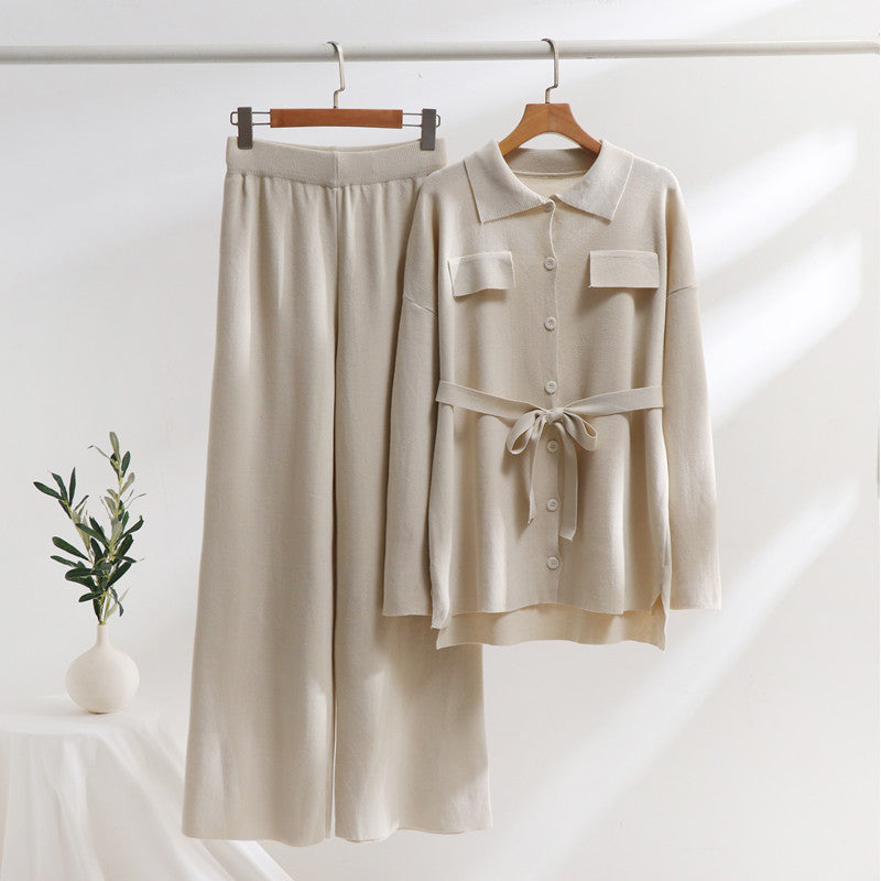 Women's Comfortable Two-Piece Set with Tie Detail and Casual Fit