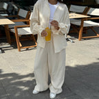 Casual Cotton Trouser Suit with Wide Cut