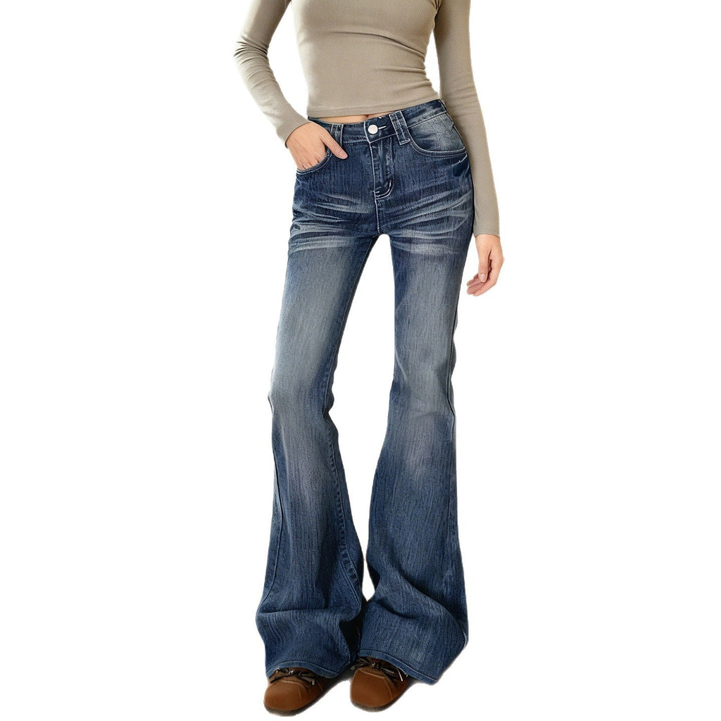 Women's Flared Jeans in Casual Vintage Style with High Waist and Stylish Washes